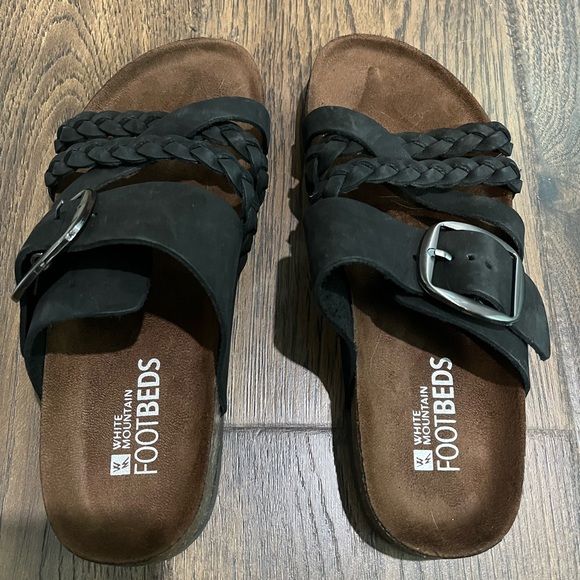 White mountain nwot! black side 8 slide buckle sandals - Picture 3 of 8